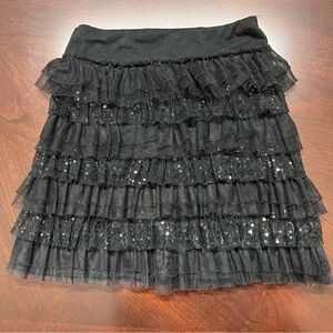 Elegant Black Ruffled Skirt